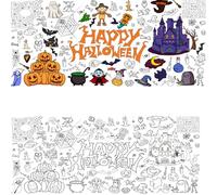 Halloween Giant Colouring Table Cover Poster for Kids, 72 x 30 inch Coloring Poster Tablecloth, Halloween Arts,Crafts Activities, Party Supplies, Favour Decorations for Kids, Classroom