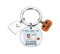 Halloween Gifts Boo Basket Ghost Keychain for Her Women Teen Girls Perfect Ideas Gift Girl Cool Stuff Funny Him Baskets Stuffers (Couple Ghost Spooky Basket Gifts)