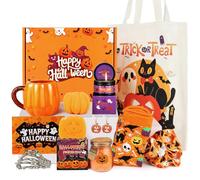 Halloween Gifts for Women - 11Pcs Halloween Gifts Basket, Boo Basket Stuffers for Teens Girls with Cute 14oz Pumpkin Mug & Spa Set, Festival Themed Gifts for Her, Mom, Sister, Friend