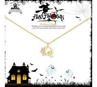 Halloween Gifts for Women, Halloween Necklace Basket Stuffers Gold Initial Necklaces for Women with Spider Web Teen Trendy Stuff Adjustable Funny Halloweens Jewelry for Daughter Granddaughter Sister