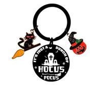 Halloween Gifts for Women Witchcraft Lovers Black Cat Cursed Items Halloween Witch Decor For Women It Is Just A Bunch of Hocus Pocus Keyring