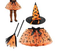 Halloween Girl Skirt, Kids Witch Costume Dress Set, Breathable Clothes For Birthday Cosplay, Princess Outfit Easter Photoshoot, Events Party Supplies Girls Dress Up Collection, 9.05 x 9.45 inches