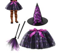 Halloween Girl Skirt, Kids Witch Costume Dress Set, Breathable Clothes For Birthday Cosplay, Princess Outfit Easter Photoshoot, Events Party Supplies Girls Dress Up Collection, 9.05 x 9.45 inches