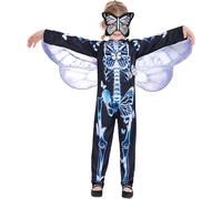 Smiffys Butterfly Skeleton Costume All in One, Wings & Mask, Halloween Child Fancy Dress, Skeleton Dress Up Costumes