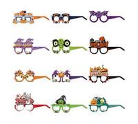 Halloween Glasses - 12 Pieces Horror Paper Eyewear Set | No Required Pumpkin Novelty Props | Children's Party Costume Goggles for Photo Booth, Decoration