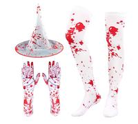 Halloween Glasses Splattered Blood Stockings Pointed Hat Collar Horrific Bloody Gloves Halloween Costume Accessories Glasses Splattered Blood Gloves Stockings Pointed Hat For Party