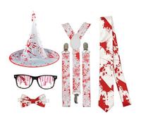 Halloween Glasses Splattered Blood Stockings Pointed Hat Collar Horrific Bloody Gloves Halloween Costume Accessories Glasses Splattered Blood Gloves Stockings Pointed Hat For Party
