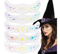 Halloween Glitter Freckles, Sparkle Freckles 6pcs, Multicolor Skull Pumpkin Bat Star Design Freckle Tattoo Stickers, Waterproof Face Glitter For Festival Party Makeup, Temporary Tattoos For Women