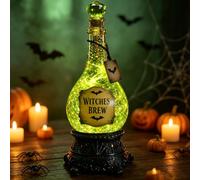 Halloween Glitter Globe Lamp, Lighted Witches' Brew Poison Bottle Glitter Globe Green Glow, Halloween Decor for Mantel Shelf Home Party Tabletop Display，1PC