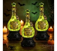 Halloween Glitter Globe Lamp, Lighted Witches' Brew Poison Bottle Glitter Globe Green Glow, Halloween Decor for Mantel Shelf Home Party Tabletop Display，3PC