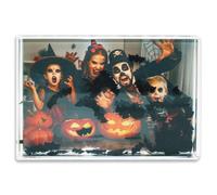 Halloween Glitter Photo Frame, Acrylic Picture Frame holds 10 x 15 cm (4 x 6 inch) Clear Frameless Desktop Photo Block with Bat (Black) - Ideal Personalised Gifts or Halloween Decorations