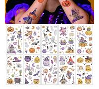 Halloween Glitter Tattoos for Kids ，10 Sheets of Waterproof Temporary Tattoos with Unique Designs ，Perfect Halloween Gifts for Kids, Party Bag Fillers