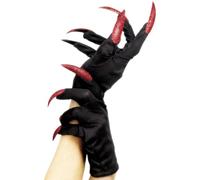Halloween Gloves, Black, with Glitter Nails