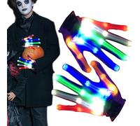 Halloween Glow Gloves - Colorful LED Flashing, 7 Modes Light Up Glves | Luminous Rainbow Flash Skeleton Glovs for Kids, Boys, Girls, Birthday Party, Easter Gift, Festival Performance