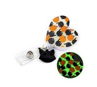 Halloween Glow in The Dark Badge Reel Retractable with ID Clip Black Cat Pumpkin Heart Luminous Badge Clip for Holiday Nurses Nursing Students Teachers Office