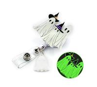 Halloween Glow in The Dark Badge Reel Retractable with ID Clip Spook Ghost Luminous Badge Clip for Holiday Nurses Nursing Students Teachers Office