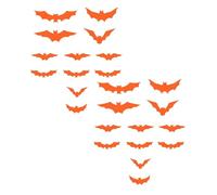 Halloween Glow in The Dark Halloween Bats Wall Stickers - 3D Decorative Paper Bat Decals for Indoor Neon Party - Fluorescent Party Supplies for Homemade Wall Art 12PCS (Red2, 16x4. 5cm)