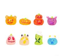 Halloween Glow in the Dark Miniature Ornaments Set 16 Pieces Resin Figures with Pumpkin and Mummy Designs