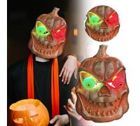 Halloween Glow In The Dark Scary Pumpkin Costume Accessory For Kids Adults Party Decoration Black Masquerade Mask(2 Orange,26x20cm)