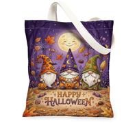 Halloween Gnome Autumn Forest Gnomes Canvas Tote Bag 13x15 Inch