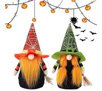 Halloween Gnome Ornament - Faceless Forest Witch & Pumpkin Decor | Handmade Faceless Cloak Gnome Rudolf Figurine | Hanging Plush Decor for Halloween Tree, Mantel & Party (A+B)