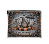 Halloween Gnome Waiting Quote Makeup Bag 7x9 Inch