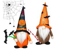 Halloween Gnomes 2PCS Halloween Gonk with Bat Spider Web and Pumpkin Pattern Cute Plush Faceless Doll for Halloween Decorations Indoor Home Decor Halloween Indoor Decorations Halloween