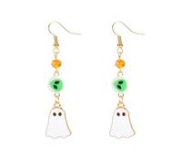 Halloween Gold Ghost Dangle Earrings for Women Acrylic Cute Weird Grim Reaper Drop Earrings Silver Crystal Beaded Earrings Gothic Jewelry Gifts, L, Acrylic, No Gemstone