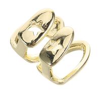 Halloween Gold Hip Hop Teeth Caps with Heart Cutout | Copper Plating, Polished Dual-tone Finish, Non-damaging Design, for Upper Incisors, Night out Daily Wear