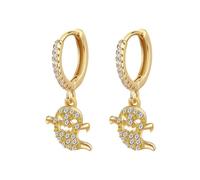 Halloween Gold Plated Huggie Drop Earrings Shiny Rhinestones Ghost Pumpkin Skull Bat Hoop Earrings Cute Funny Halloween Jewelry Gift for Women, S, Zinc, No Gemstone