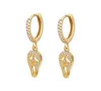 Halloween Gold Plated Huggie Drop Earrings Shiny Rhinestones Ghost Pumpkin Skull Bat Hoop Earrings Cute Funny Halloween Jewelry Gift for Women, S, Zinc, No Gemstone