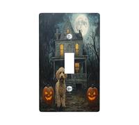 Halloween Golden Doodle Dog Decorative Light Switch Cover Wall Plate 1 Gang Single Toggle, Scary Haunted Houses Electrical Faceplate for Kitchen Bathroom, Pet Switchcover Decor
