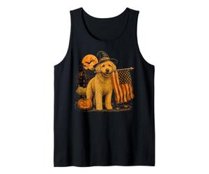 Halloween Golden Doodle Dog Vintage USA Flag Halloween Tank Top
