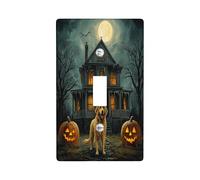 Halloween Golden Retriever Dog Decorative Light Switch Cover Wall Plate 1 Gang Single Toggle, Scary Haunted Houses Electrical Faceplate for Kitchen Bathroom, Pet Switchcover Decor
