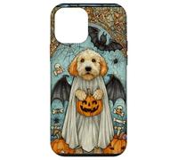 Halloween Goldendoodle Dog Ghost Holding Pumpkin Art Case for iPhone 12 mini