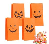 Halloween Goodie Bags - Orange Snack Sack - Halloween Pumpkin Cookie Snack Bag - for Popcorn Cookie Bread Party Carnival Home Birthday School