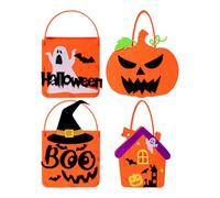 Halloween Goodie Bags - Pack of 4 Biscuit Bags Pumpkin Ghost Witch Hat - Felt Cute Bucket for Sweets Snacks Goodies Chocolate | For School Party Gifts Children Sweet Or