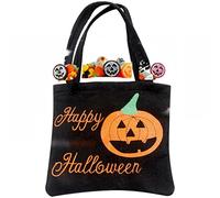 Halloween Goody Bag, Goodie Bag Nonwoven Candy Bags | Felt Fabric Gift Bag with Handles for Party Favors, Snacks, Chocolates, Crayons, Toys, Bags by Hal, Black Pumpkin, riferimento alla
