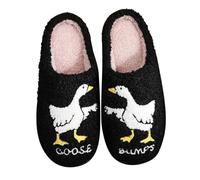 Halloween Goose Embroidered Slippers Unisex Warm Cosy House Shoes | Goose embroidery adds playful Halloween character, while the warm cosy finish suits home lounging and seasonal parties.