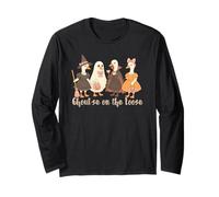 Halloween Goose Ghoul-se On The Loose Spooky Bow Cottagecore Long Sleeve T-Shirt
