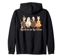 Halloween Goose Ghoul-se On The Loose Spooky Bow Cottagecore Zip Hoodie