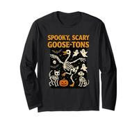 Halloween Goose Scary Spooky Goose-tons Skeletons Vintage Long Sleeve T-Shirt