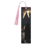 Halloween Goth 1 Print Wood Bookmark for Women Men,with Tassels Reading Bookmarks for Book Lovers,Gifts