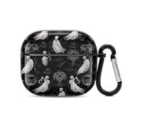 Halloween Goth Bluetooth Earbuds Case Cover Full Body Shockproof Protection Hard Case Support Wireless Charging with Keychain Personalized Gift for AirPods 3