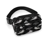 Halloween Goth Fanny Pack Belt Bag with Adjustable Strap Fashion Waist Bag for Outdoor Sports Hiking, white, 20x13cm, Full Printed Waist Bag