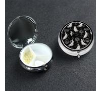 Halloween Goth Pill Box 3 Compartment Round Metal Pill Case for Purse & Pocket, Portable Medicine Organizer Travel Pillbox Daily Pill Container Holder to Hold Vitamins, Fish Oil