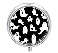 Halloween Goth Pill Box Small Round Pill Case Portable Travel Pill Container Multi-Functional Moisture Proof Metal Medicine Pill Organizer Box for Vitamins Fish Oil