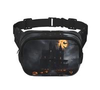 Halloween Goth Print Men and Women Square Double Layer Waist Bag Workout Crossbody Travel Waist Bag, Black, One Size