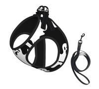 Halloween Goth Print Small Dog Harness And Leash Set, Adjustable Soft Vest With 360° Reflective Straps For Cats Puppy