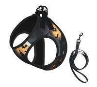 Halloween Goth Print Step in Dog Harness and Leash Set,Adjustable Reflective Harness for Small Dogs Cats